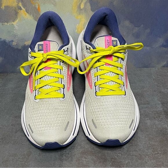 Brooks Ghost 14 Women's Sneakers Grey/Pink/Sulphur Spring Size 8.5B - Picture 4 of 16